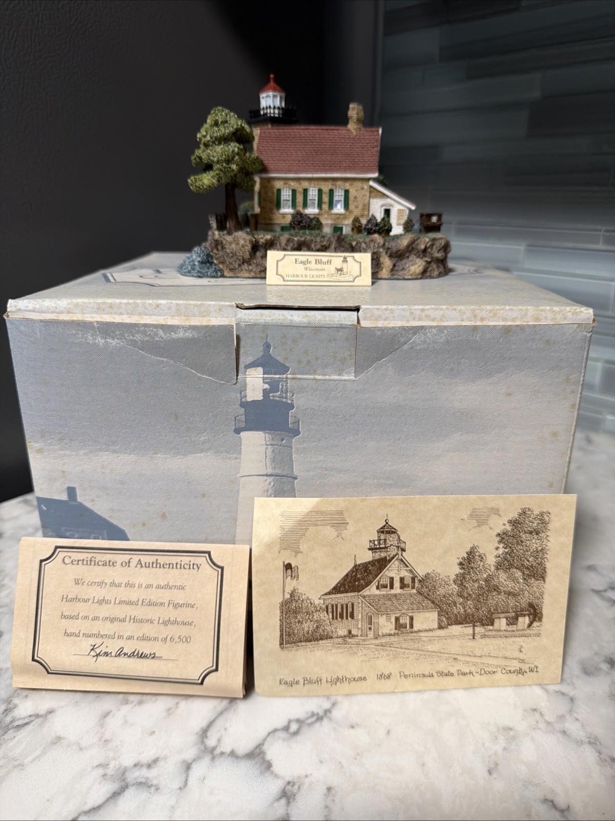 2000 Harbor Lights “Eagle Bluff” # 249 Lighthouse with COA & Box