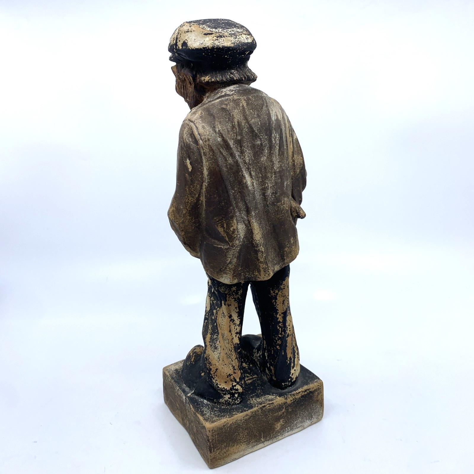 Vintage Chalkware “The Low Bidder” Folk Art Contractor Figure 11” Plaster Hollow