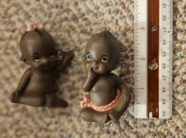 2 Vintage Ceramic/ Porcelain Baby Kewpie Style Doll Figurines