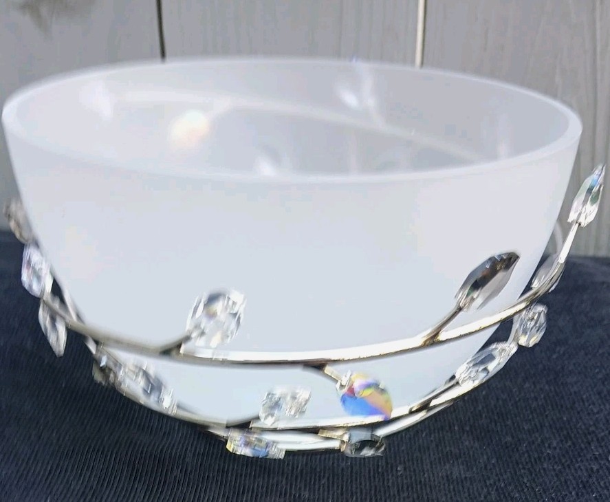 Swarovski Crystal LEAVES BOWL, CRYSTAL/AURORA BOREALIS #861931 MIB COA Retired
