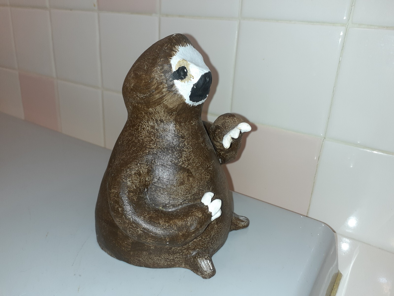 Handmade Clay/Chalkware SLOTH Figurine 5.7″ tall x 5″ x 4.9″