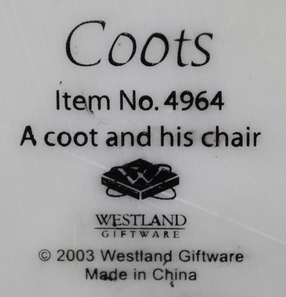 Westland Giftware Coots Resin Figurine ‘A Coot and His Chair’ 2003 Item No. 4964