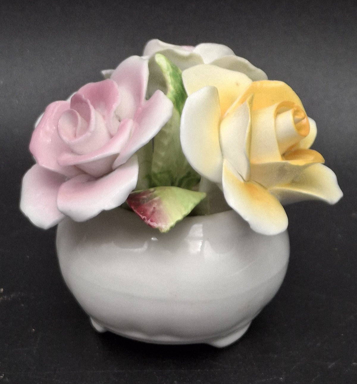 VTG Royal Castle 3” Bone China Flower Arrangement in Vase Staffordshire England