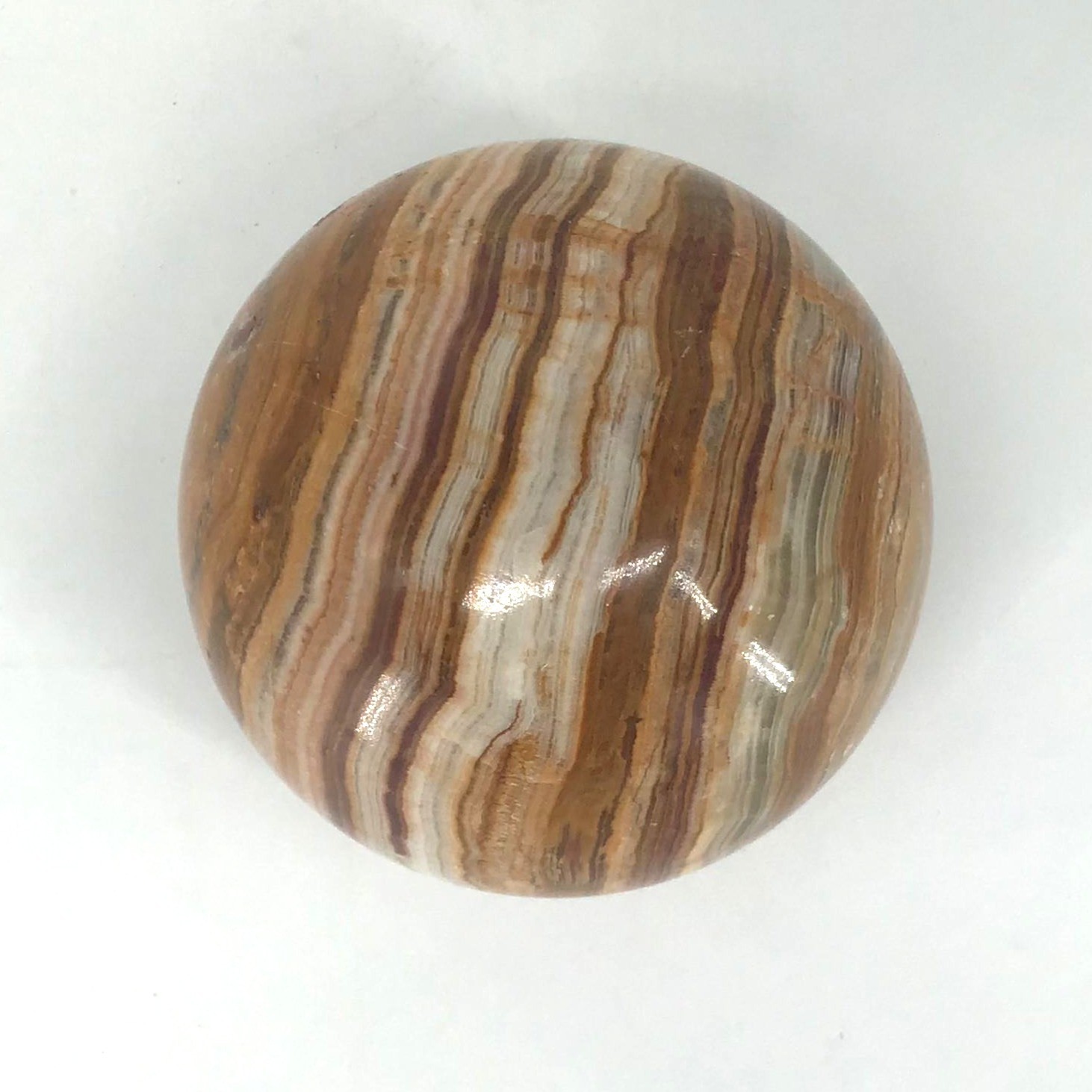 Vintage Stone Rainbow Onyx ? Neutral Toned Sphere Polished 4″ D