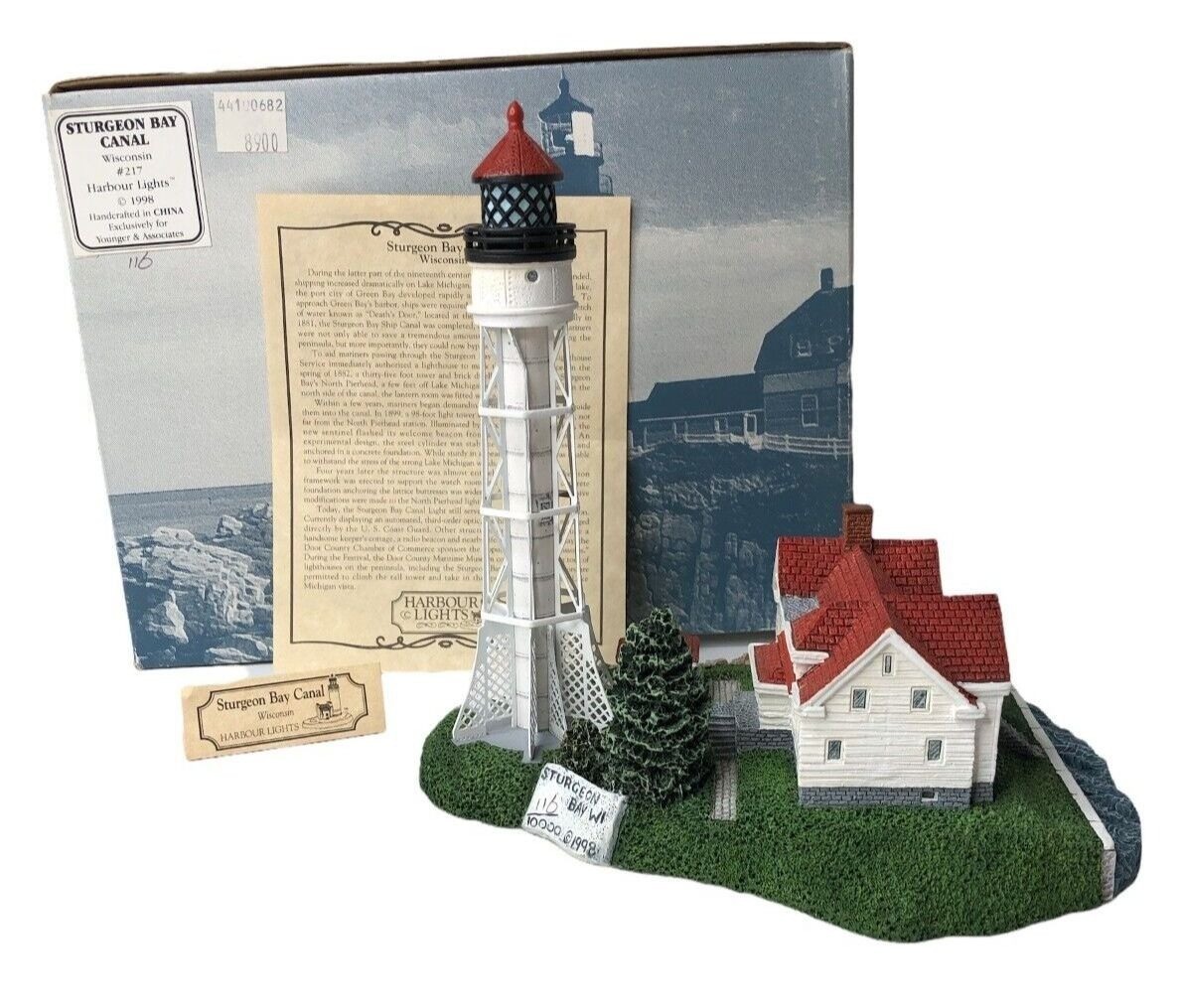 Harbour Lights Sturgeon Bay Canal Wisconsin 217 1998 COA Box ID Card Lighthouse