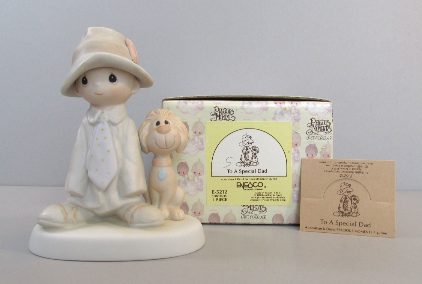 Precious Moments “To a Special Dad” Boy with Dog Figurine – E-5212 – 1980