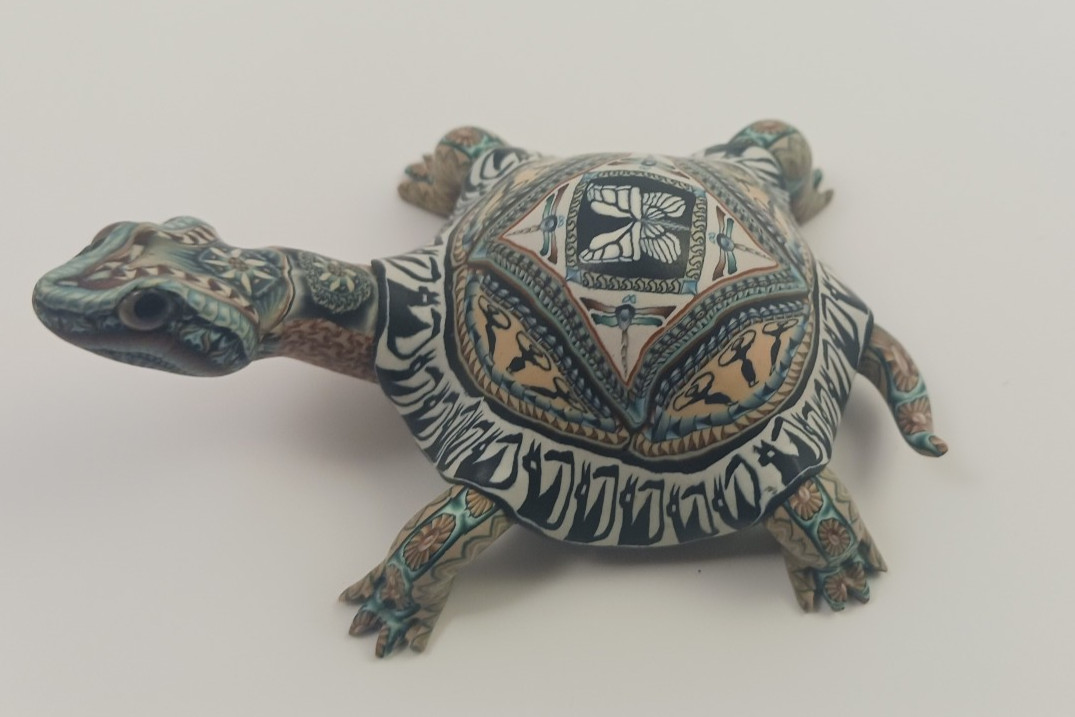 Jon Stuart Anderson Polymer Clay ~ 2005 Med. Turtle Good Condition Detailed Art