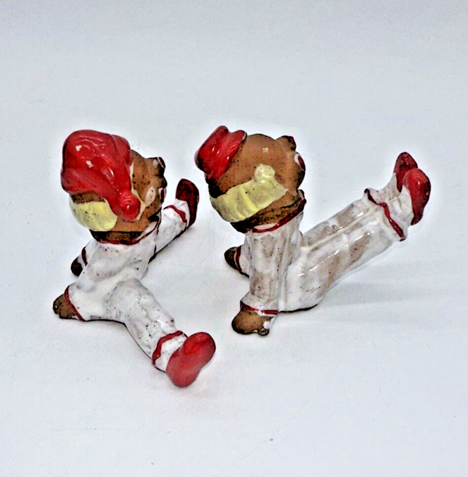Vintage 1970s Napco ware Red Clay Painted Happy Clown Figurine Set SEE VIDEO