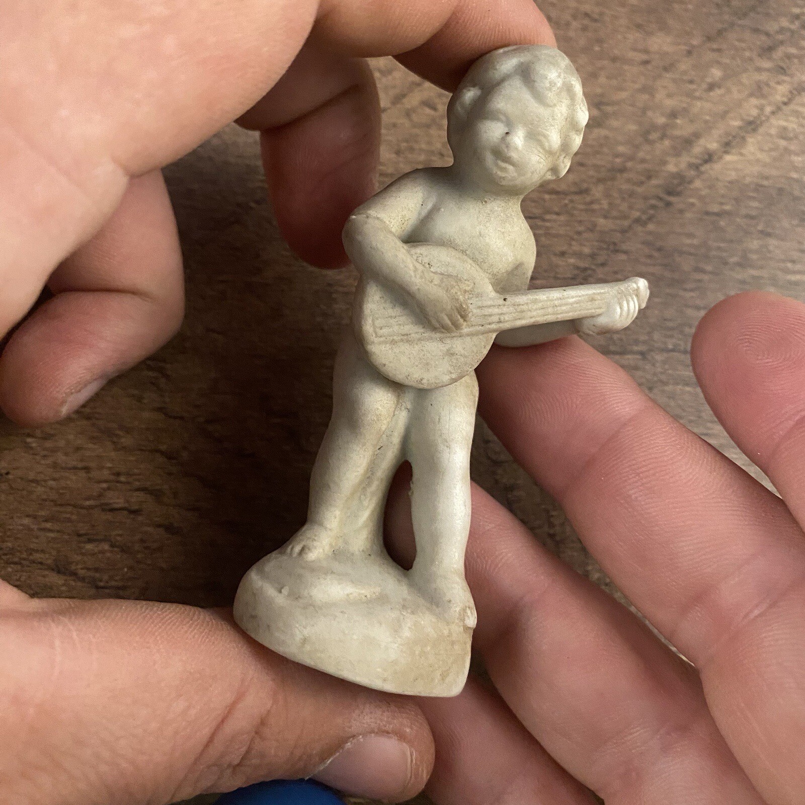 Orlik Germany Porcelain Musician Cherub Bisque Lute Child 1.75″L x 1.25″W x 3″H