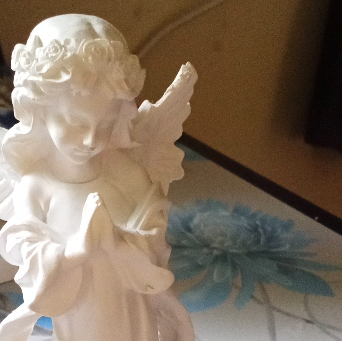 Paint It Yourself, White Praying Angel Figurine Statue w/ Wings, Ceramic