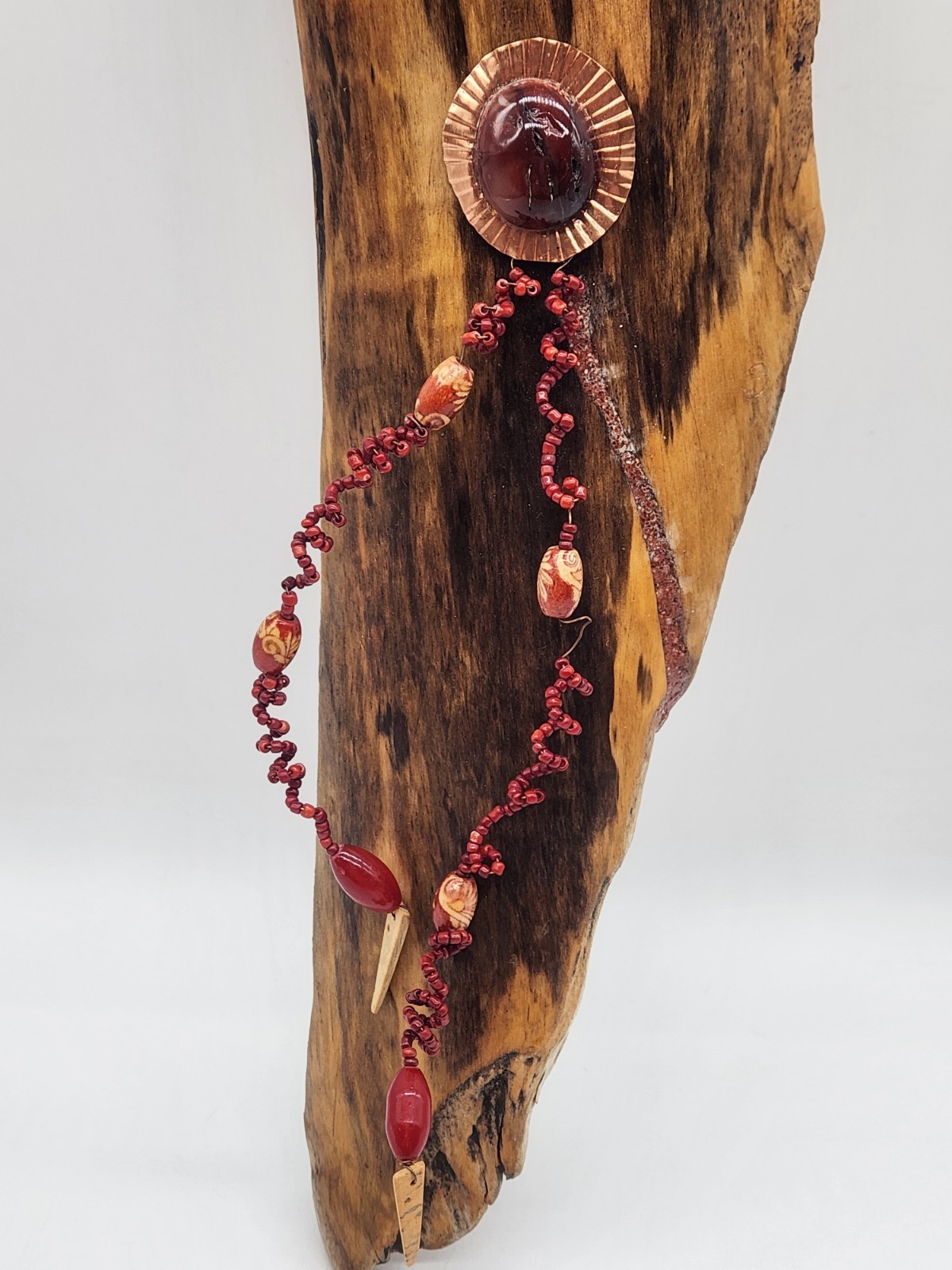 Tris Ayers Cactus Tracks Studio #18235 Wood Spirit Glazed Stoneware on Driftwood