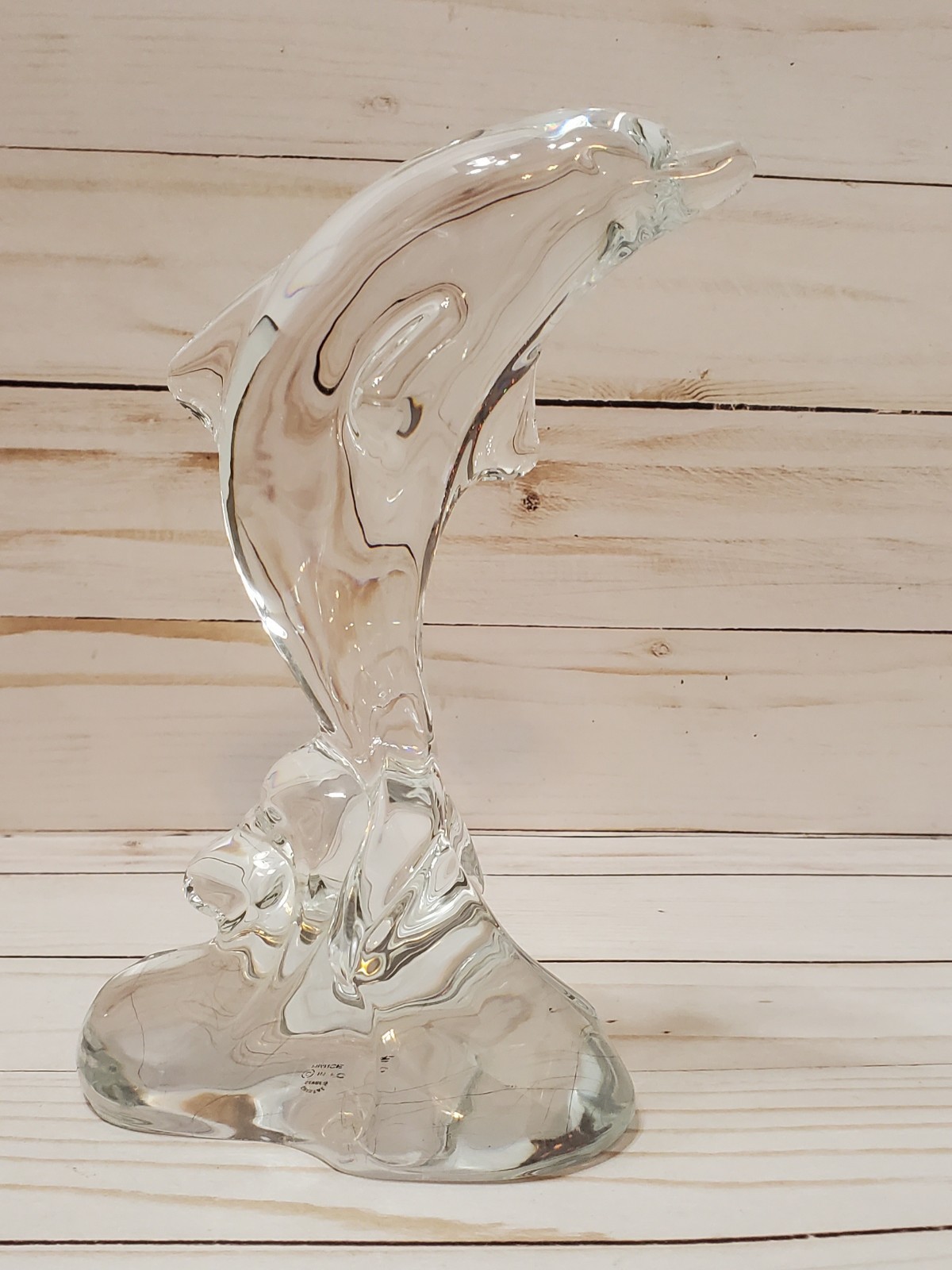 Vintage Sevres France Crystal Dolphin Sculpture Figurine 6.75″