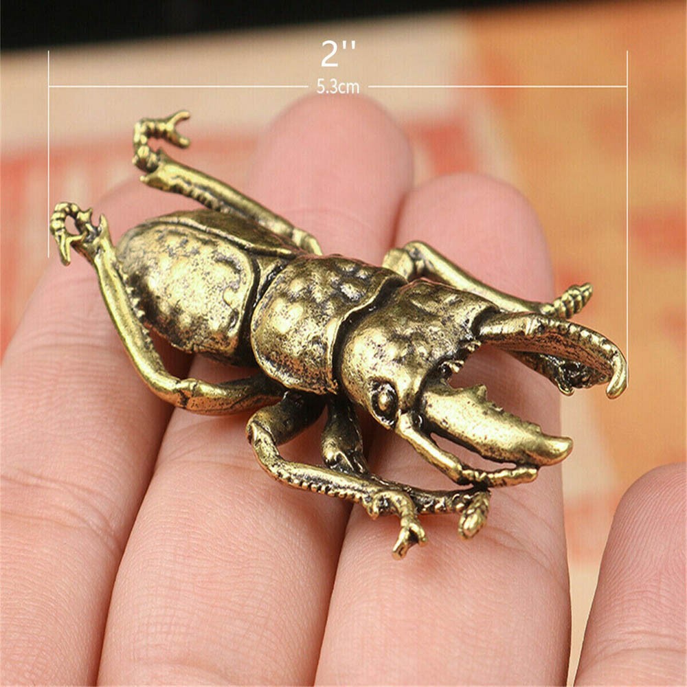 3Pcs Solid Brass Insect Figurine Beetle Statue Home Animal Decor Ornaments