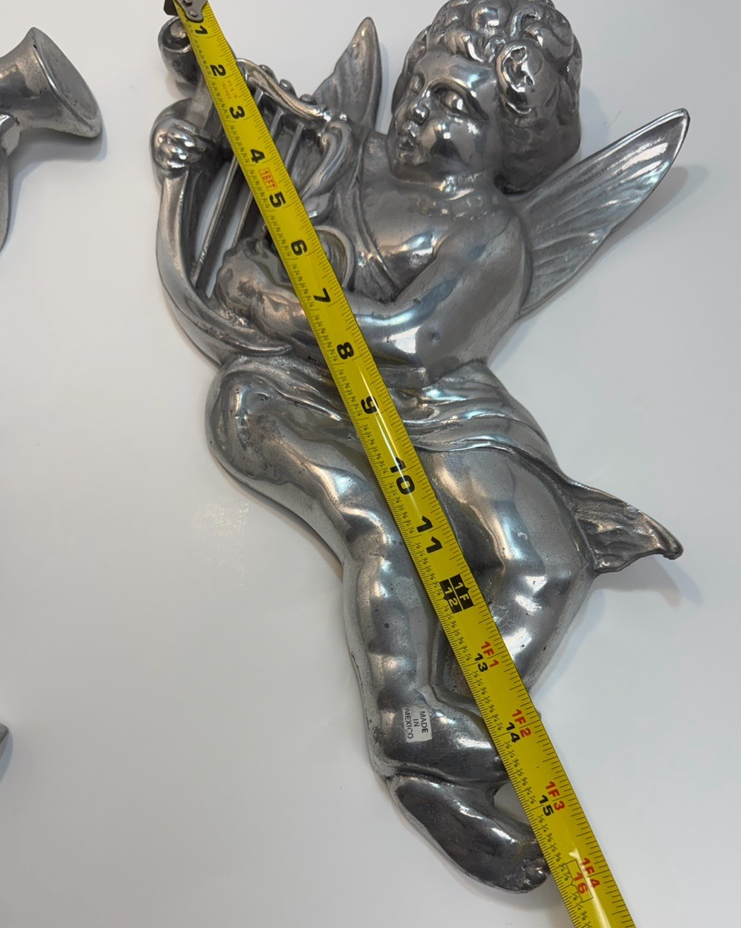 2 VINTAGE Style Silver Cherub Baroque Angels Wall Hangings