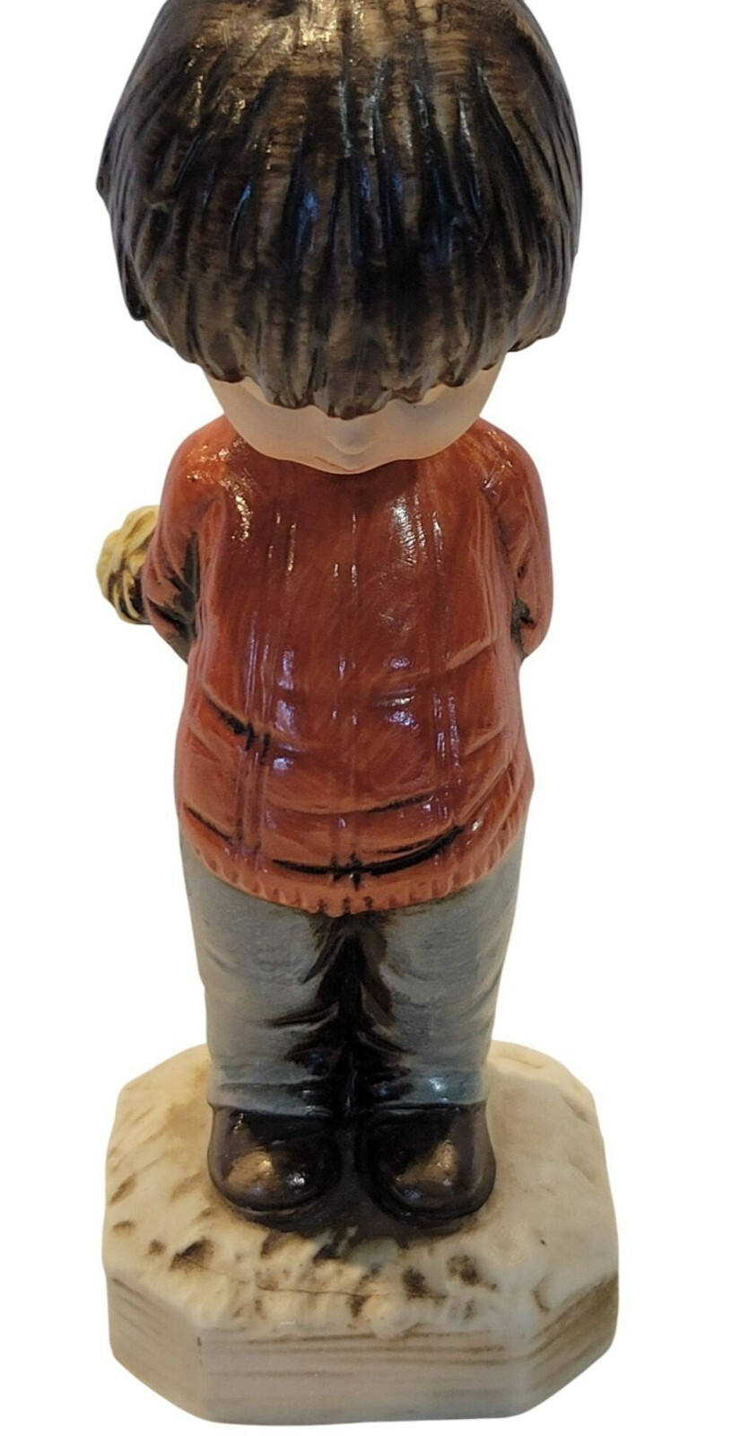 Moppets 1971 Fran Mar Ceramic Figurine Boy With Flowers Vintage Collectible