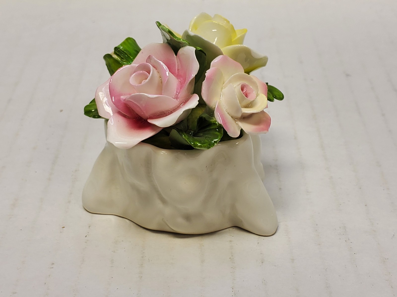 Aynsley June Rose Flower Basket Porcelain Hand Molded England Vintage