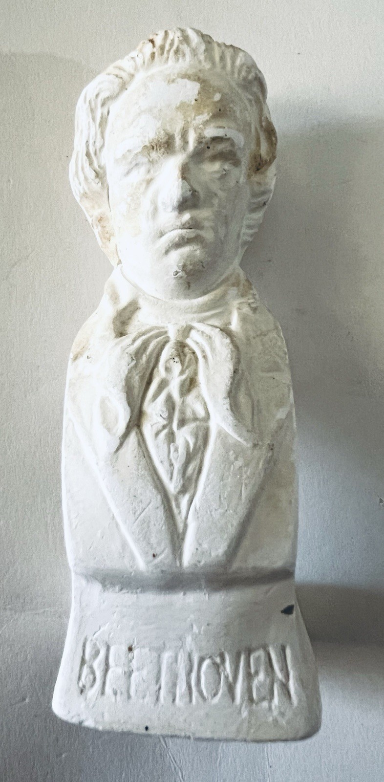 Vintage Beethoven Bust Chalkware Plaster Miniature Statue Figurine Classical 4”