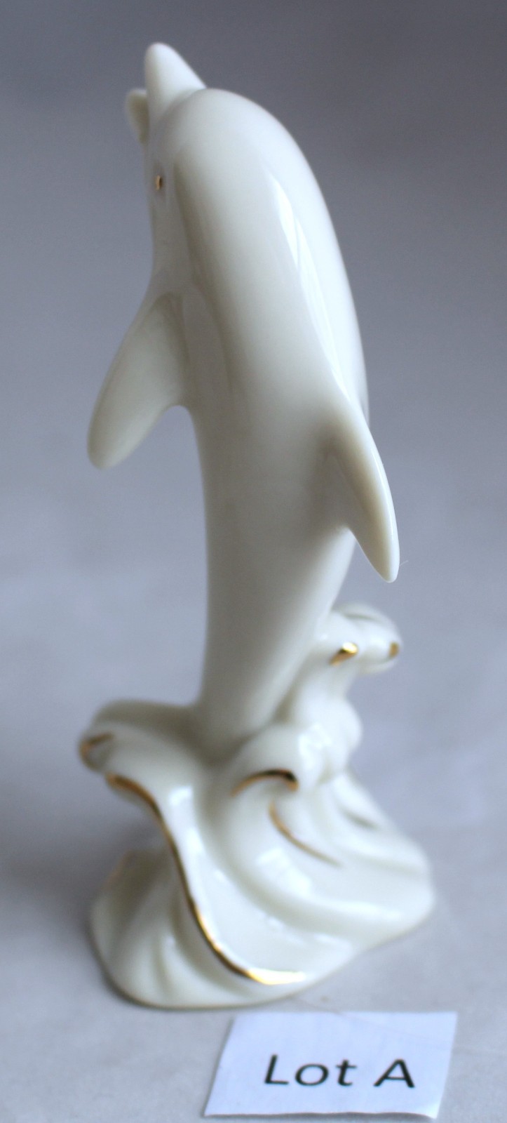 Lenox Leaping Dolphin Figurine Ivory Porcelain 24K Gold Accents 4″ Excellent