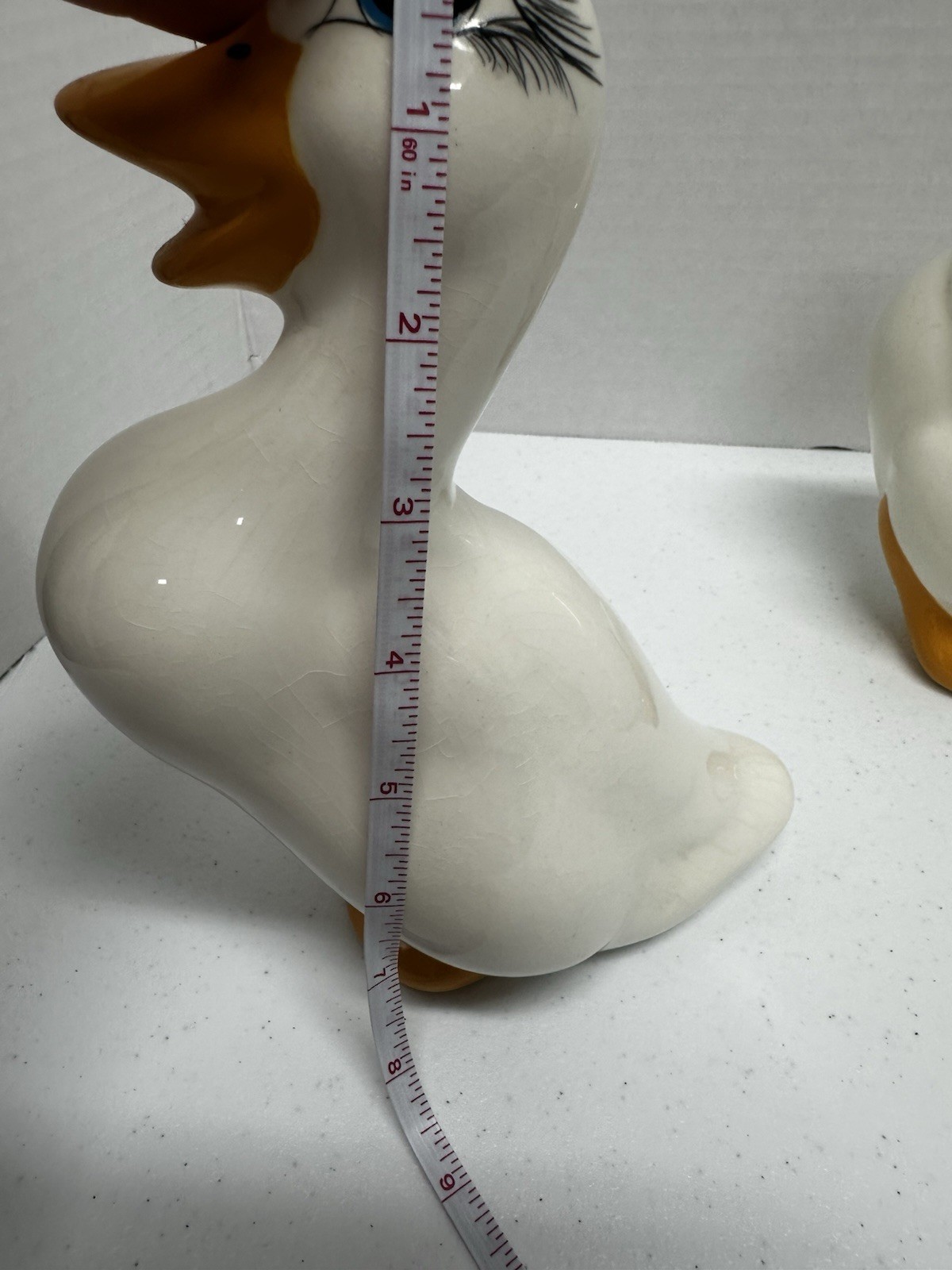 Vintage Ceramic Goose Figurines Pair White Farmhouse Country Cottage Decor