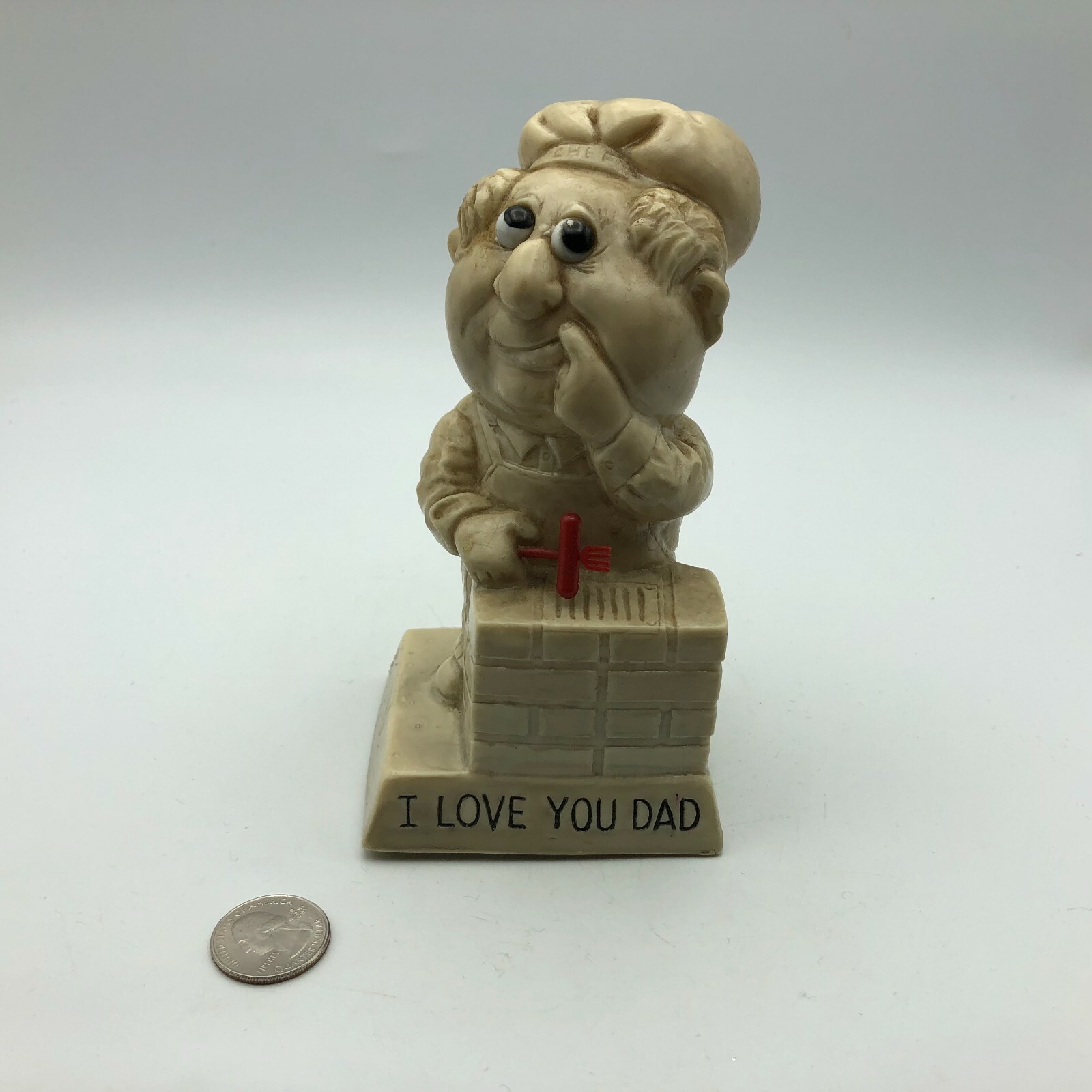 1971 Vintage 6″ I Love You Dad BBQ Grilling Statue 720 Figurine Berrie USA S26