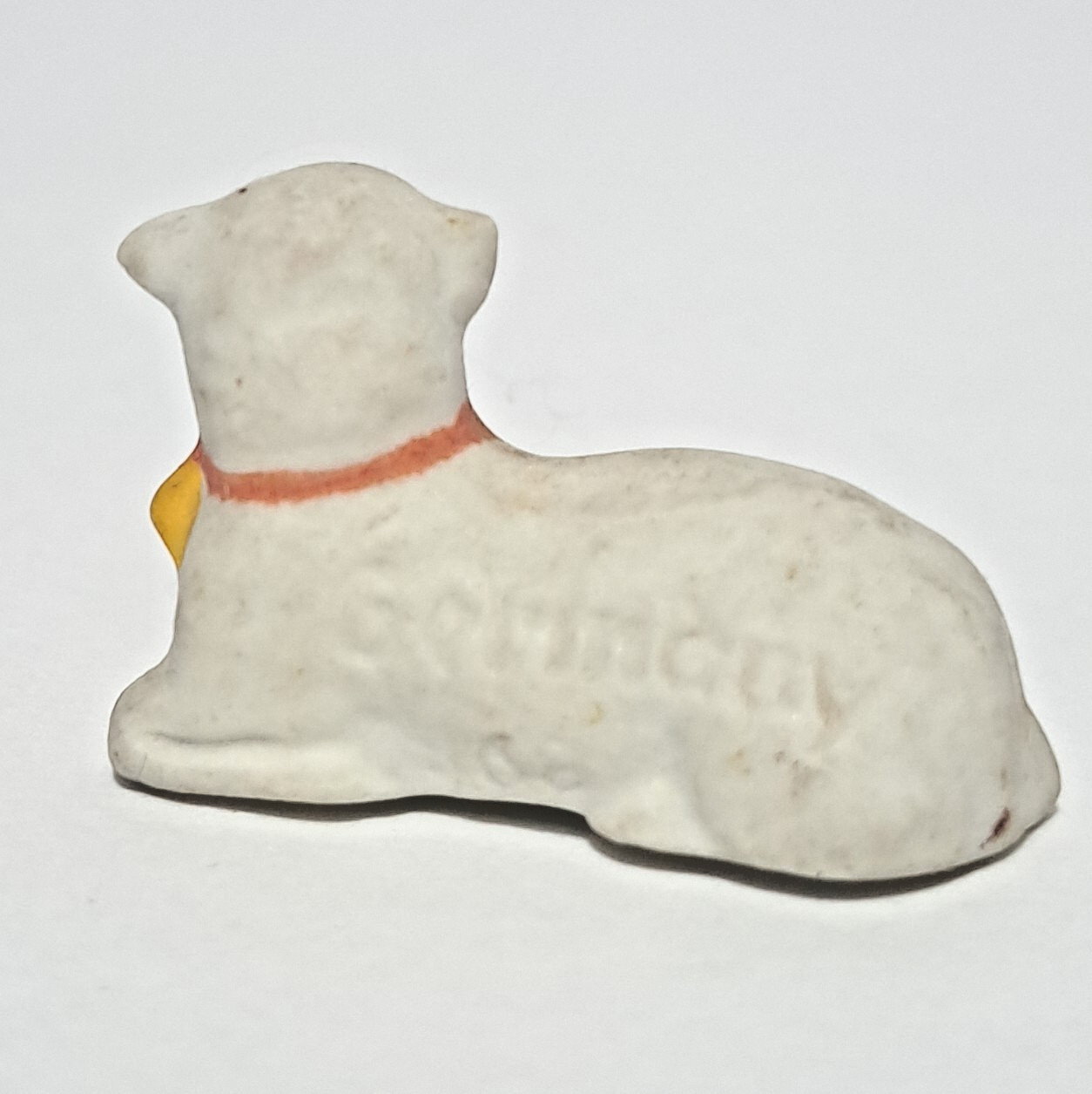 Antique German Bisque Miniature Lamb Sheep Laying Down 1.25 Germany Hertwig