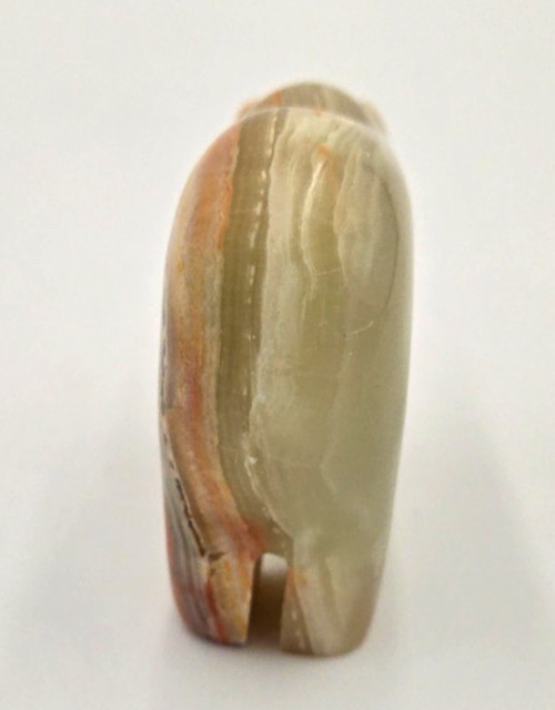 Vintage Hand Carved Banded Onyx Bear Figurine 3″ Polished Stone Sculpture