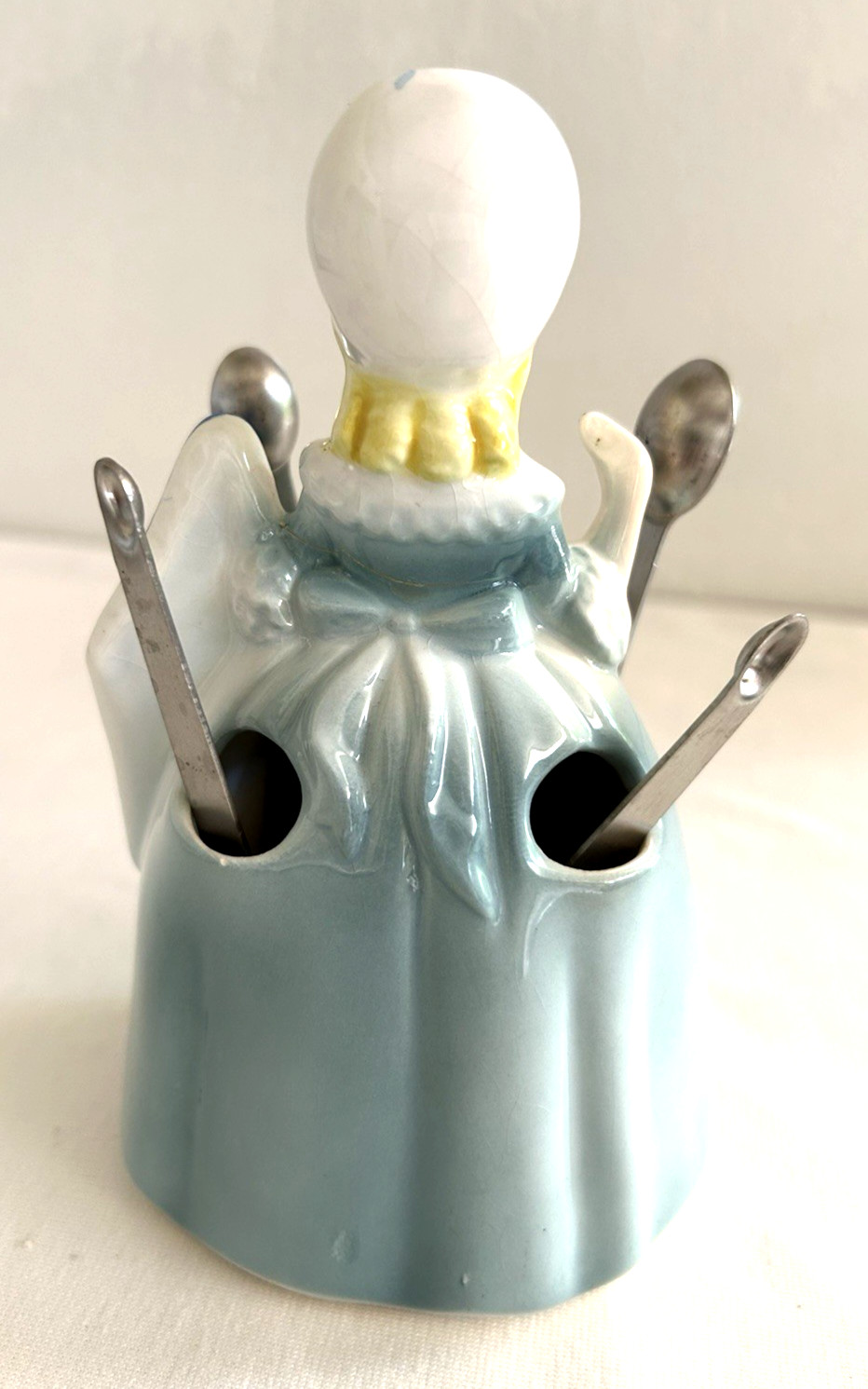 Vintage Enesco Betsy Ross Storage Patriotic Flag Figurine With Spoons 6″ high