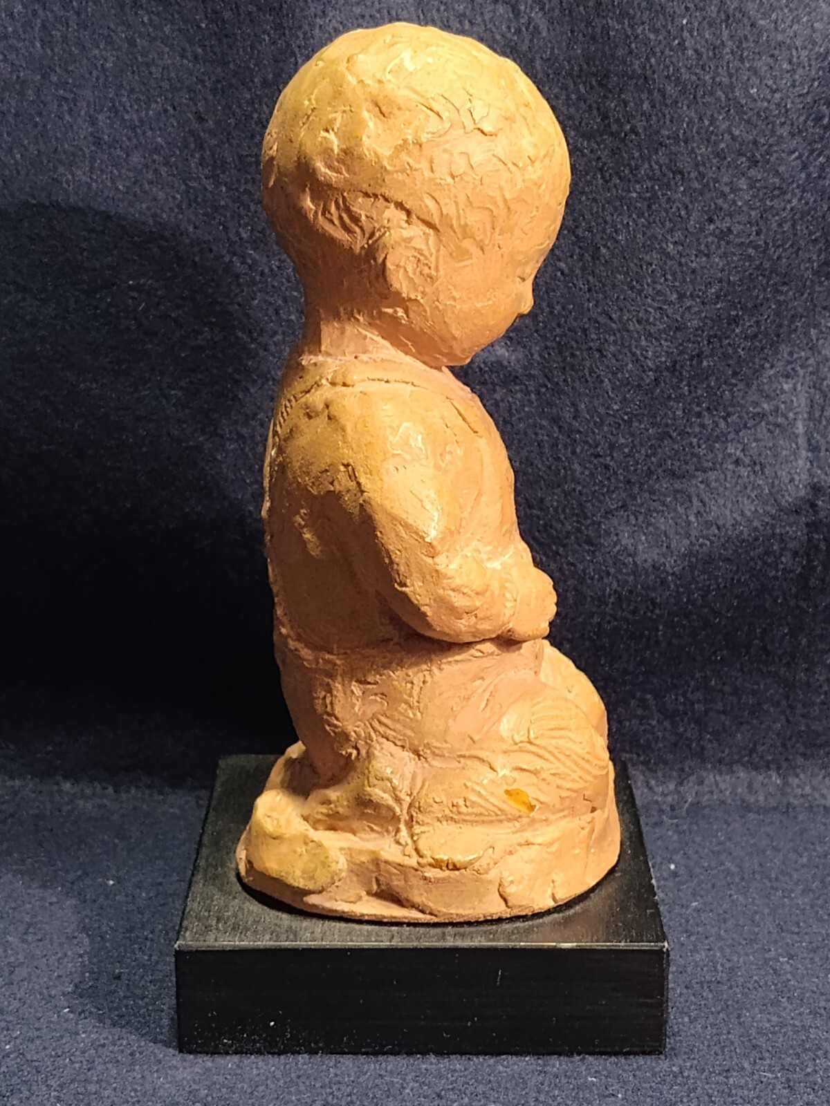 MCM Young Child Figurine Mounted On Wood Base 7″