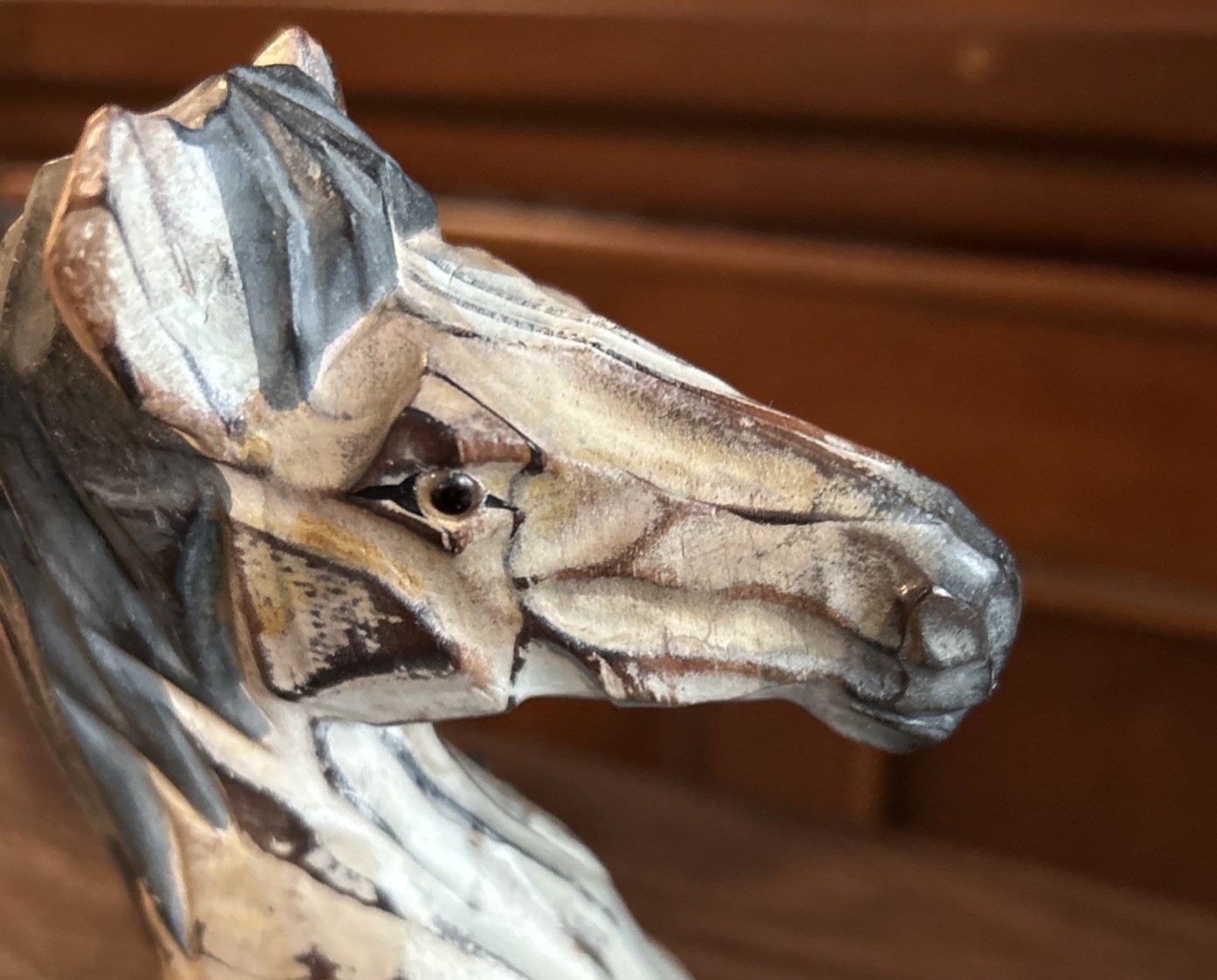 Vintage Folk Art Wooden Carved Horse Articulated Jointed Shelf Sitter 11.5″