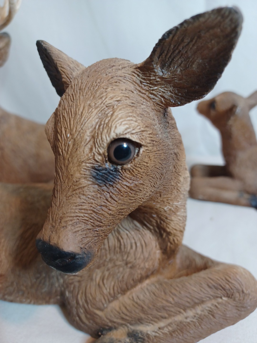 Vintage Homco Deer Family 1984 Buck Doe Fawn Resin Farmhouse Man Cave Cabin USA