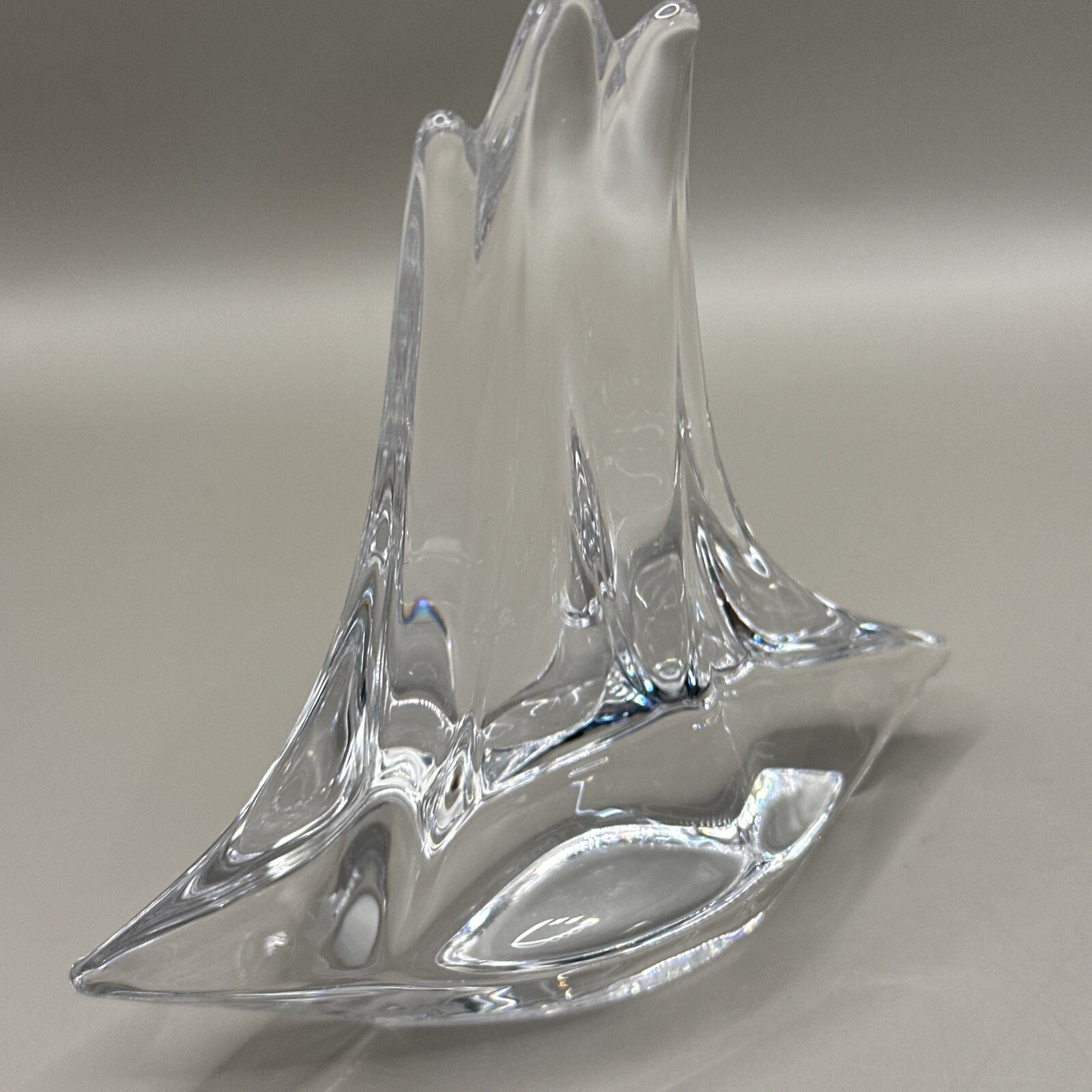 Daum French Sailboat Paperweight Art Glass/Crystal Three Mast Sculpture 4″