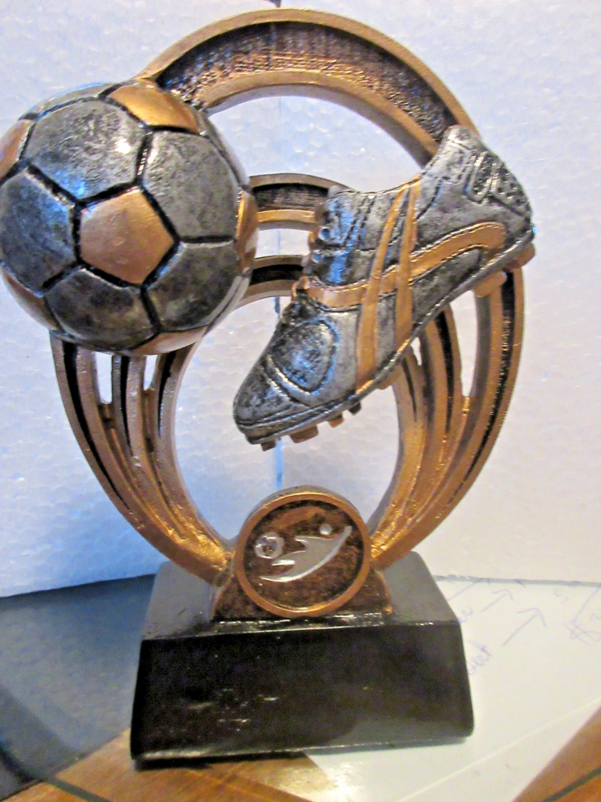 #12B football 1 trophy gold gray Tone Resin Football sport ballon soccer