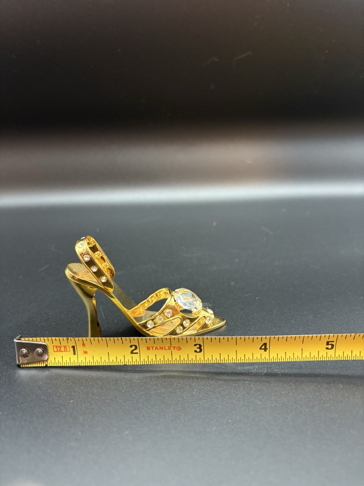 Swarovski Miniature High Heel Shoes Crystal Gold Plated