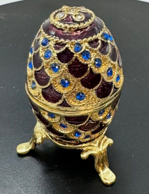Lauren Egg Trinket Ring Box OBJET D’ART Art Form Fine Collectibles 3.0″H w/Stand