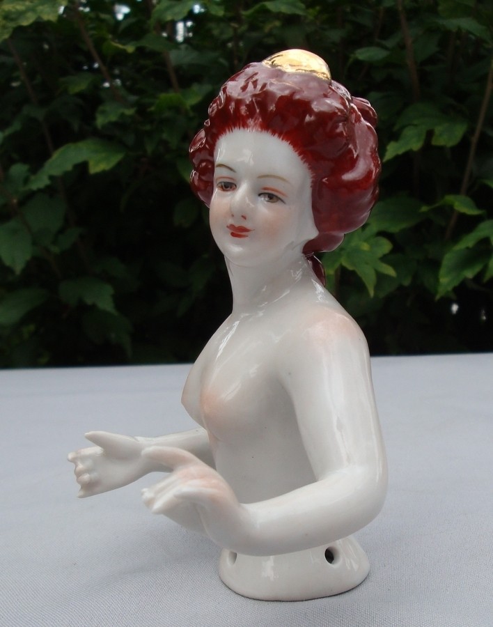 Art Deco Style Half doll Figurine Pin-up Marchioness Half Doll Pincushion Arms A