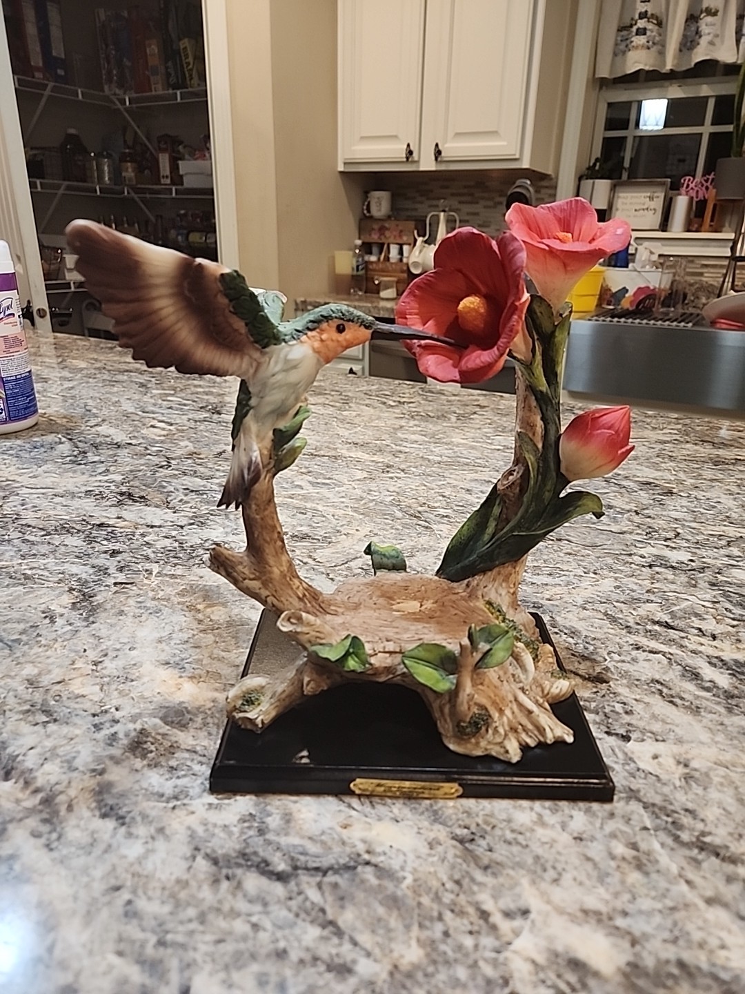 Montecelina Collection Hummingbird Red Poppy 11″ Resin Ceramic Figurine