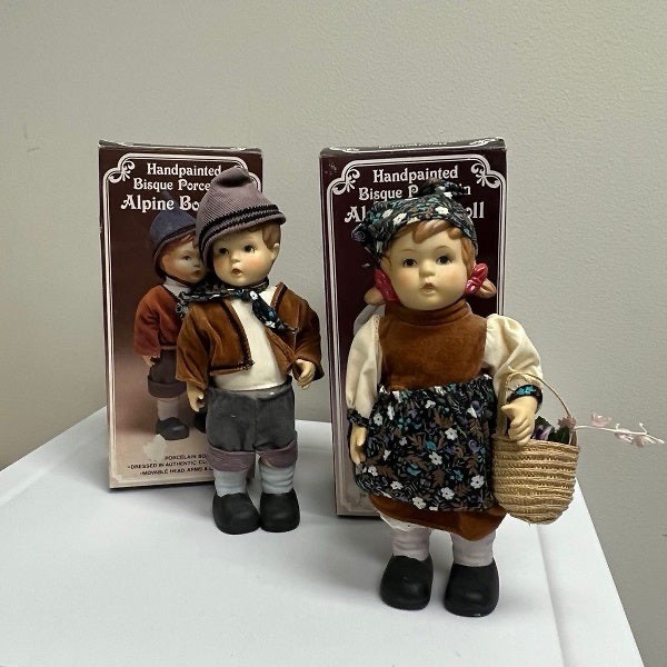 Chadwick Miller Alpine Boy Girl Bisque Figurines 1982 Vintage 10 Inch With Boxes