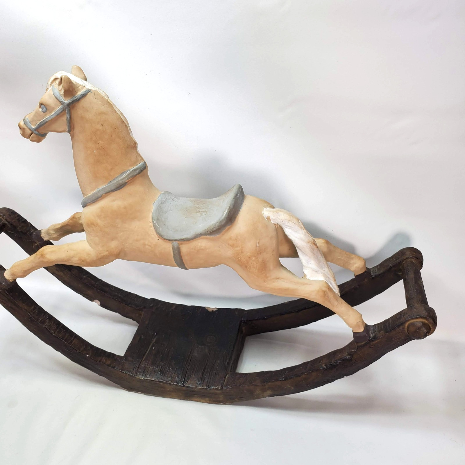 Vintage 1982 Ethan Allen Ceramic Rocking Horse Figurine Chalkware Matte Decor
