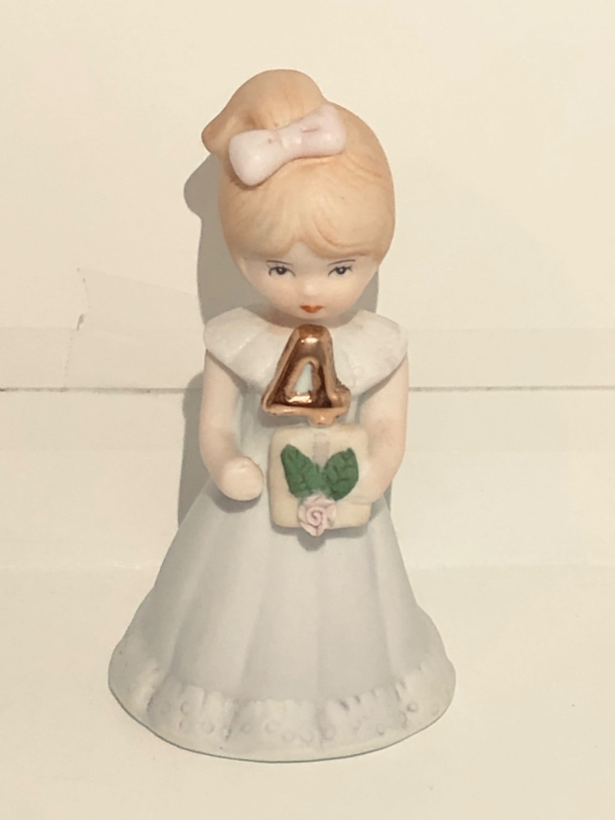 Enesco “Growing Up Girls” Birthday Age 4, 1981 Blond Girl w/Blue Dress GUC