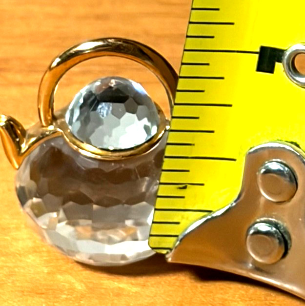Vtg Swarovski Crystal Gold Plated Memories Classic Tea Pot Kettle Miniature 1″