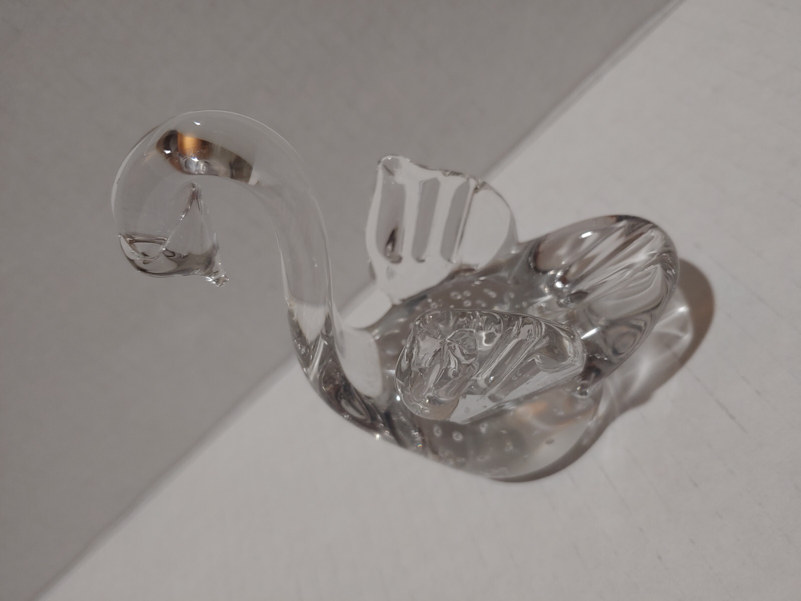 Crystal LARGE SWAN 4″ Beautiful Bubble Glass Bird Nature Figurine Statue