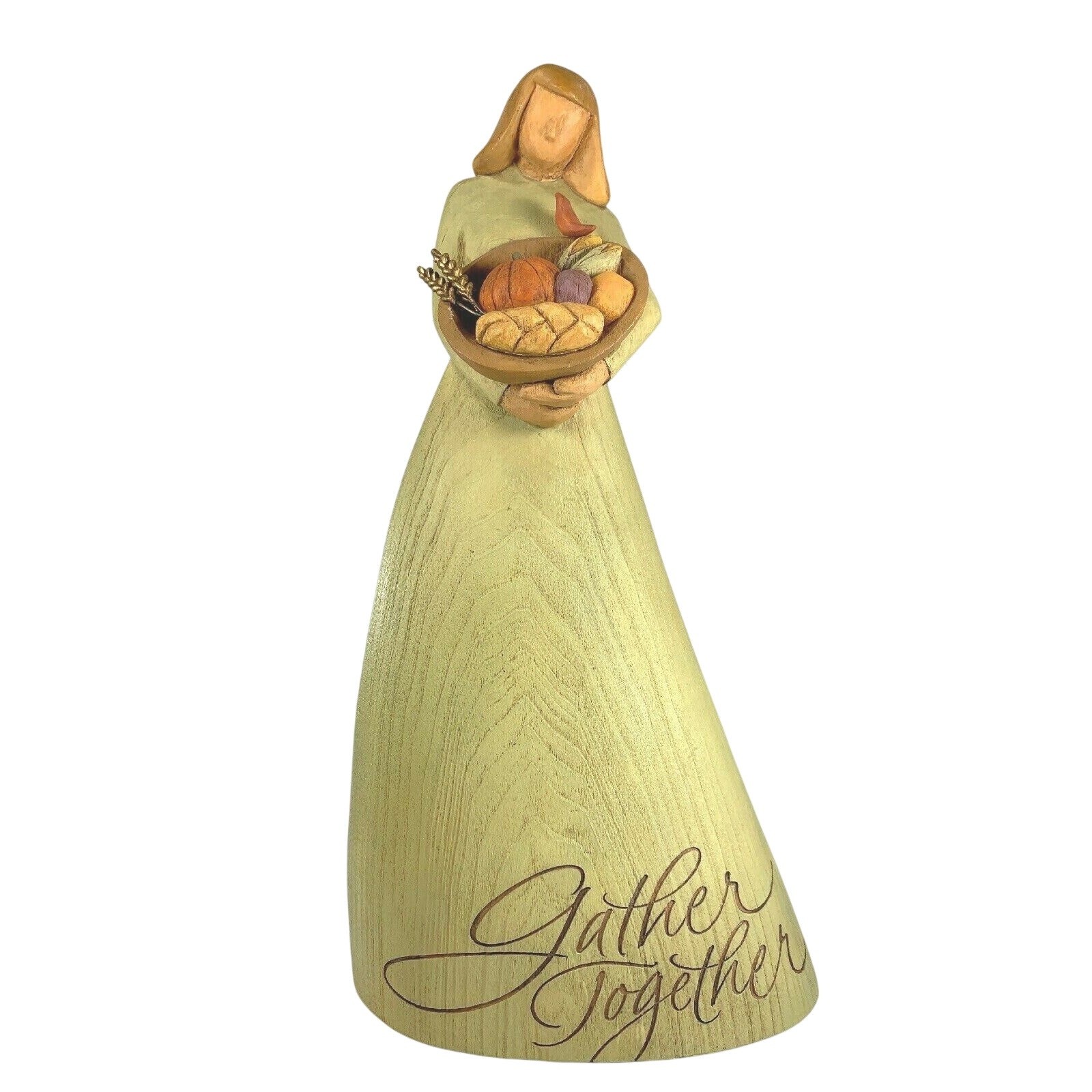 Hallmark GATHER TOGETHER FIGURINE Woman in Green Dress With Harvest Basket 13.5″