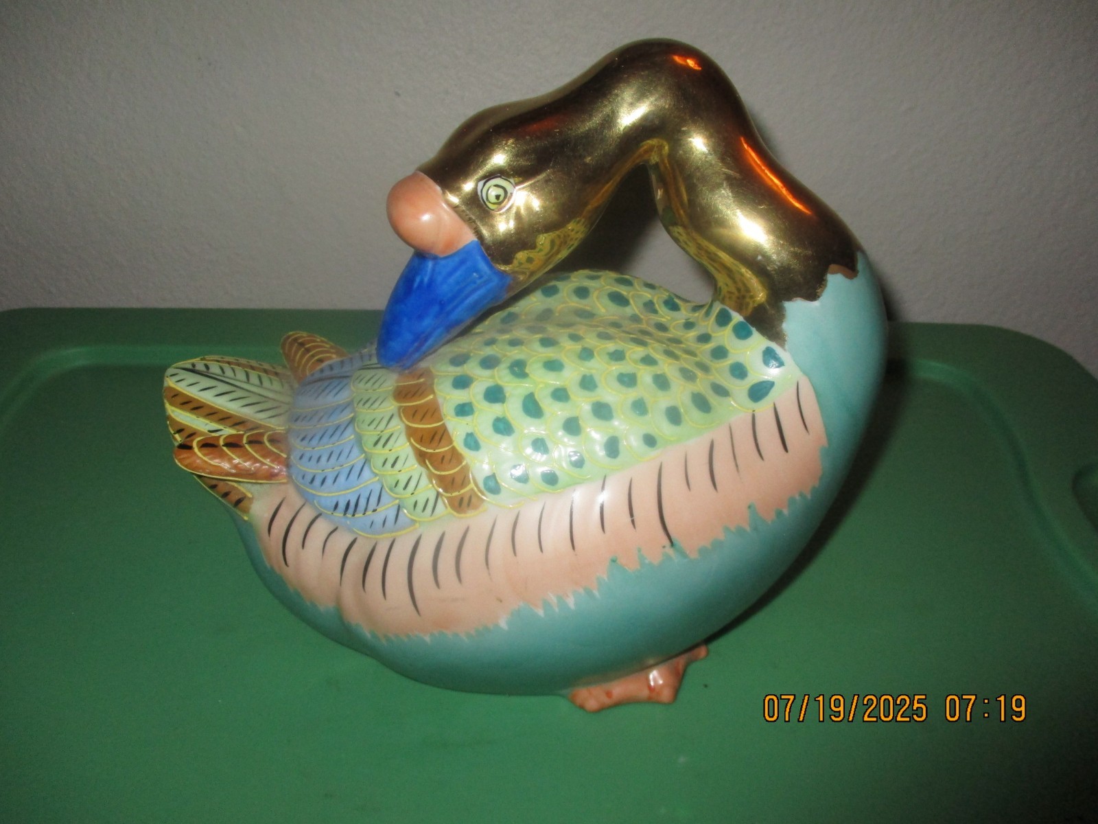 Vintage Andrea By Sadek Japanese Porcelain Clay Kutani Goose Mandarin Duck