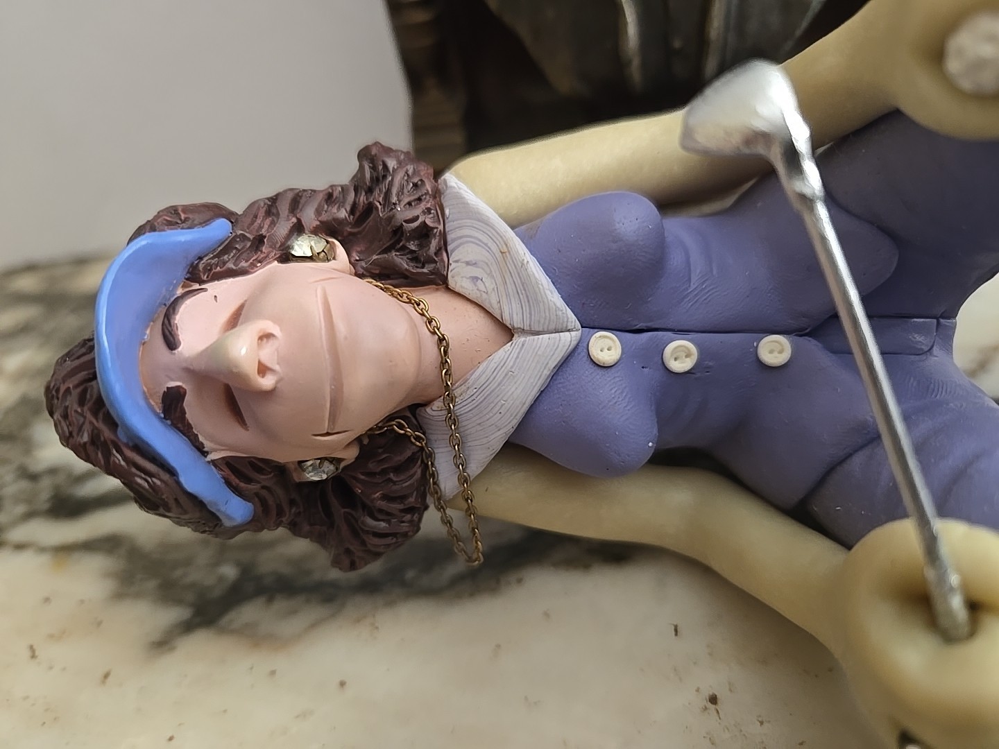 D. Manning Poly Clay Lady Golfer Figurine – Edge Sitter – Handmade Signed