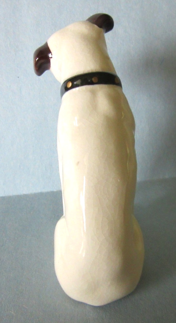 Vintage RCA Victor “Nipper” Dog Porcelain Figurine –White w/ Brown Ears Aprox 3″