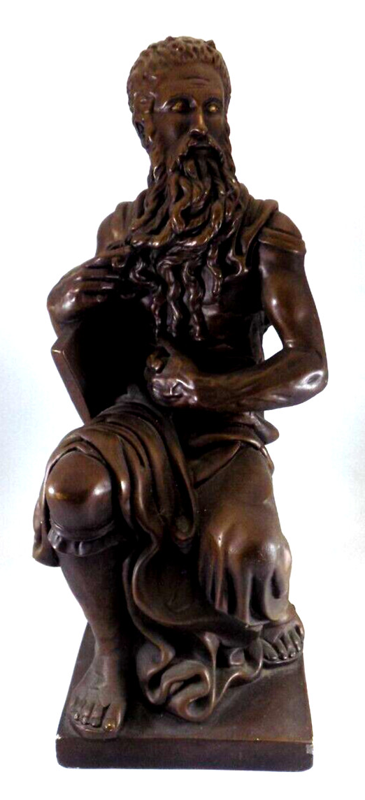 Vintage Marwal Ind. Inc. Moses/Michaelangelo Bronze Chalkeware Statue 18″