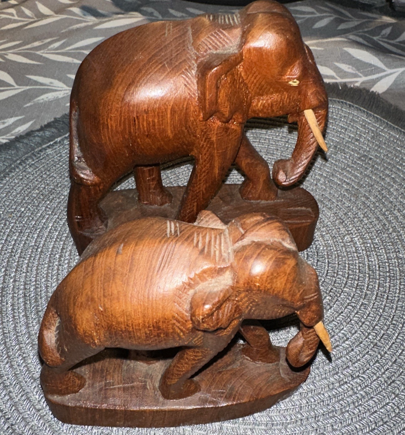 Pair of Wooden Elephant Statues 5.50 4.50 Approx