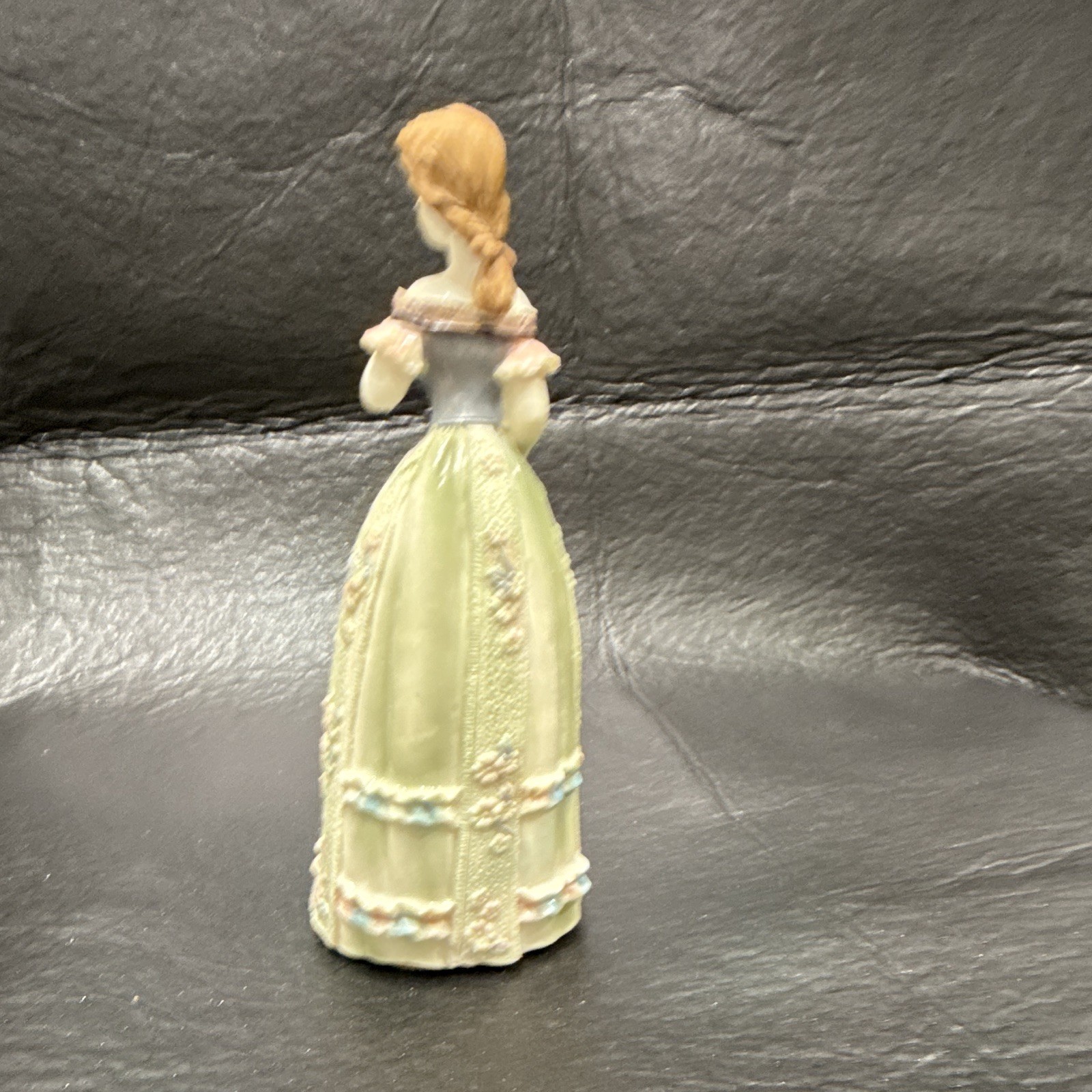 Resin Woman Lady Figurine in Dress, Painted Beige Green Brown Gray Pink