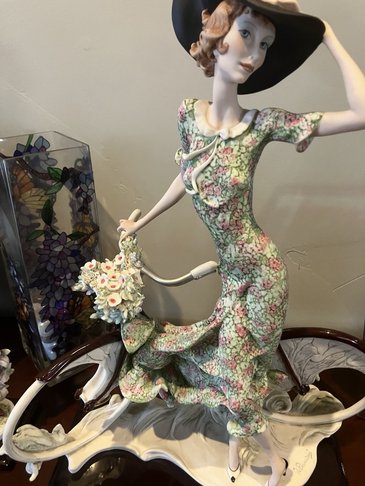 Giuseppe Armani Porcelain . Girl With Bicycle . Spring . 0539C . 15 in. . Italy