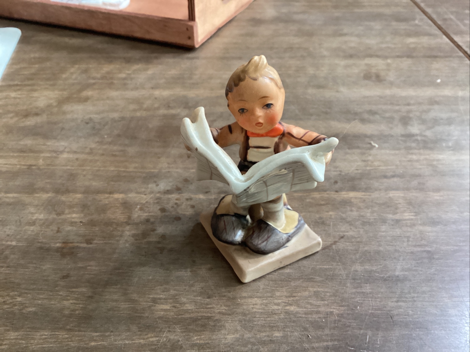 1950’s? Hummel ?? Boy Reading Daily News Newspaper~no Markings